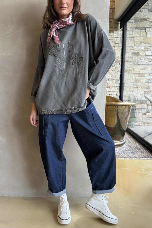 Original Hippie Sweatshirt Vintage Wash Charcoal